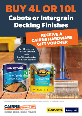 Cairns Hardware print ads for decking finishes, designed by MOO Marketing & Design graphic design agency in Melbourne