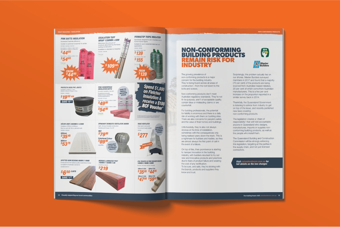 Cairns Hardware sales catalogue designed by MOO Marketing & Design graphic design agency in Melbourne