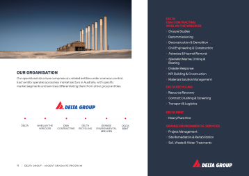 Front cover of Delta Group graduate program informational booklet, designed by MOO Marketing & Design marketing agency in Melbourne
