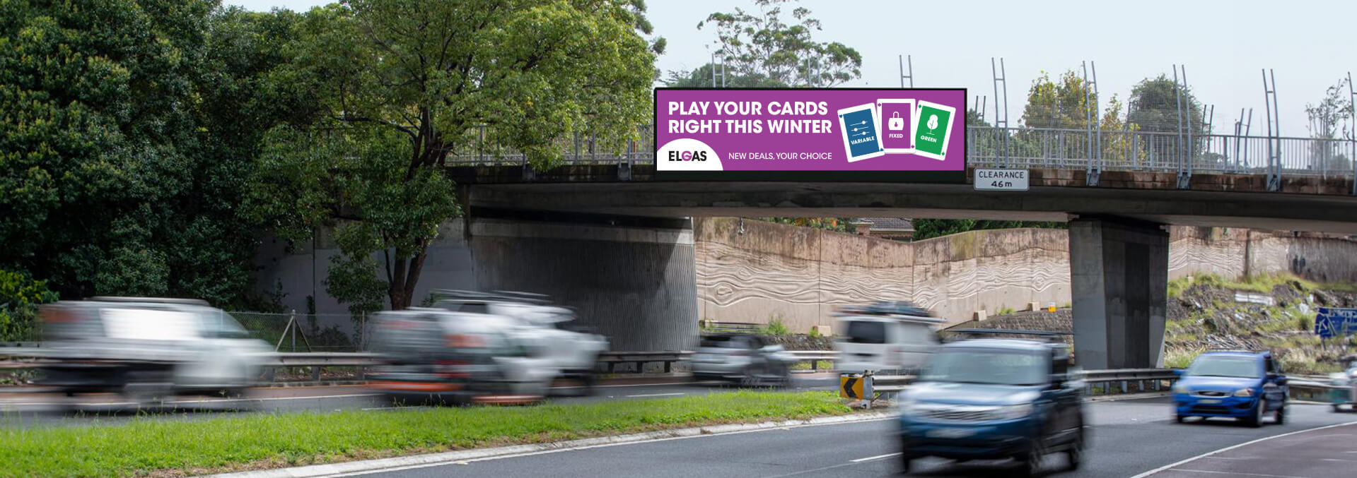 Elgas billboard above freeway, designed by MOO Marketing & Design graphic design agency in Melbourne