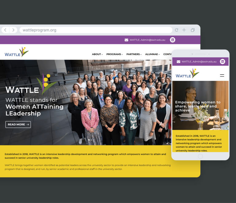 Wattlee Project website previews on desktop and smartphone, designed by MOO Marketing & Design website design service in Melbourne