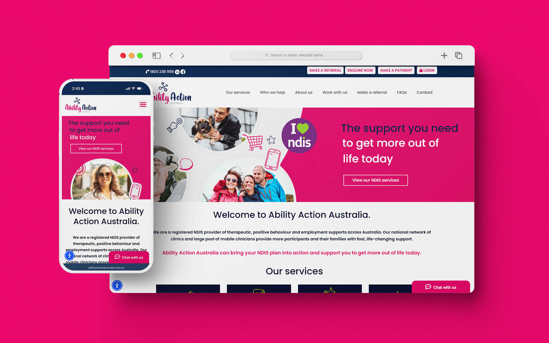 Ability Action Australia website mock-ups