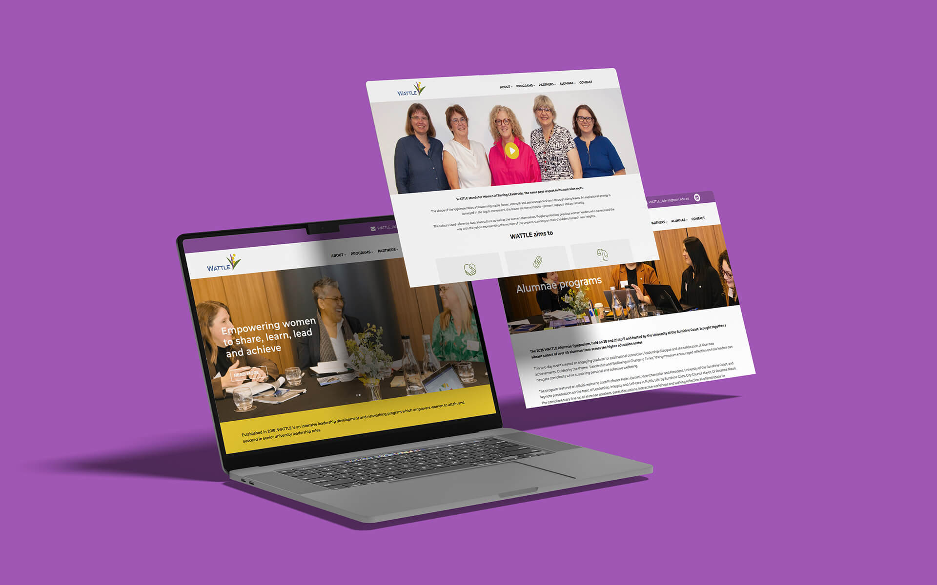 Wattle Program website mockups